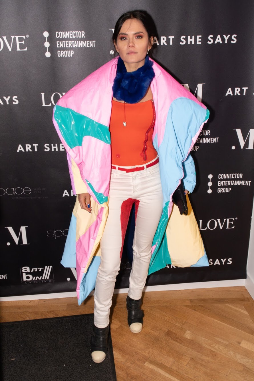 Guest wearing "period pants" in celebration of International Women's Day
